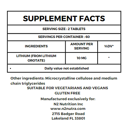 Liftium®️ (Lithium Orotate) 5 mg 120 Tablets